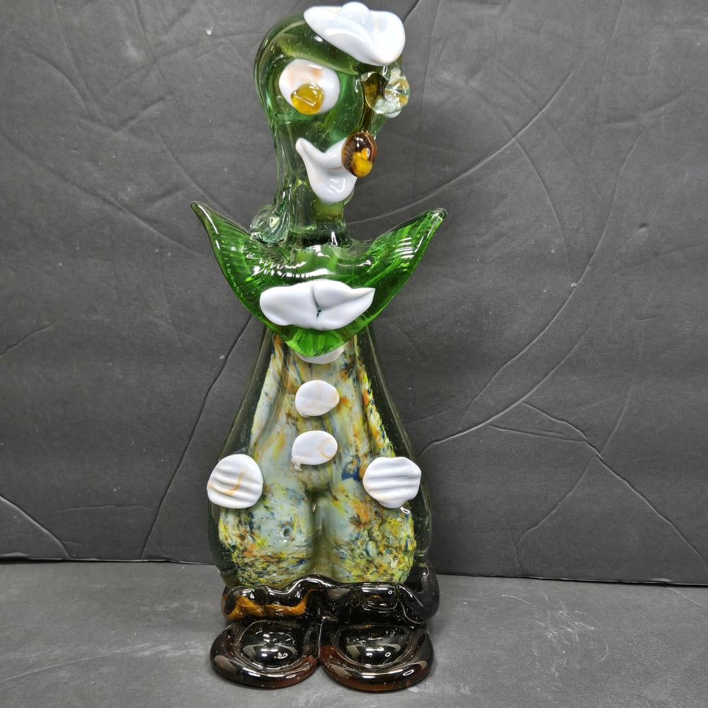 Vintage Heavy Murano Circus Clown Hand Blown Art Glass Figurine Sculpture 12''